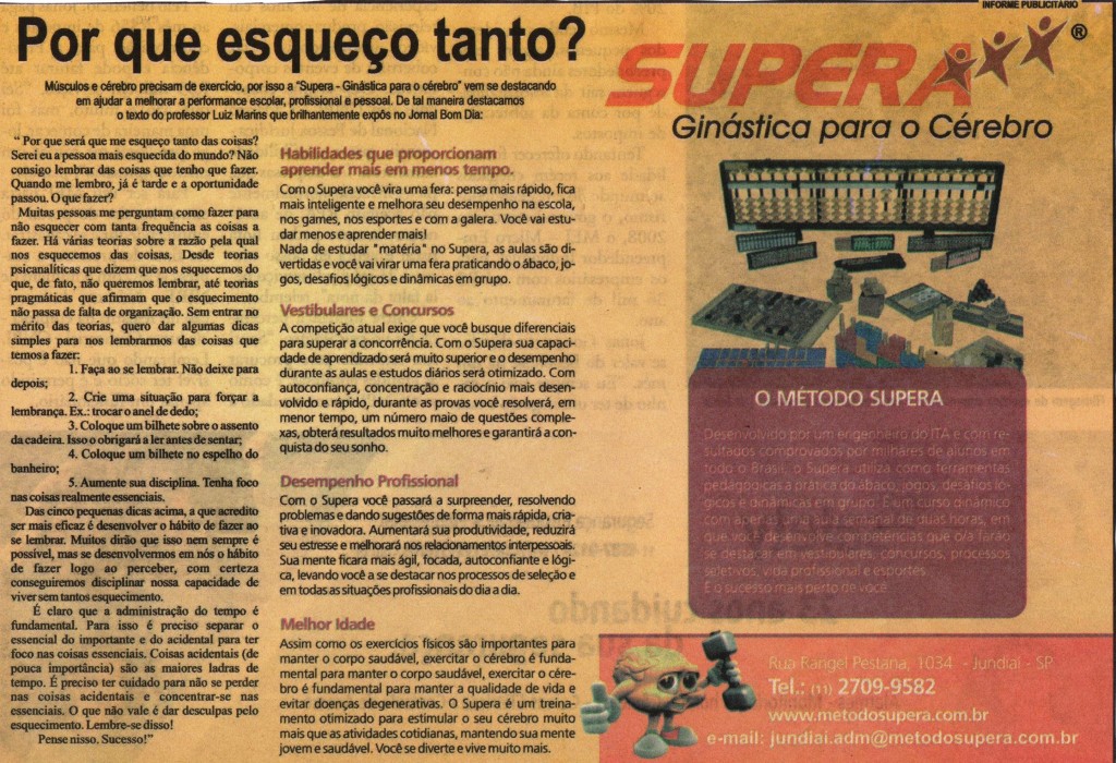 Escola Supera Jundiaí explica o método para imprensa local - SUPERA - Ginástica para o Cérebro