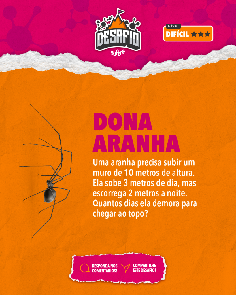 Desafio: Dona aranha. - SUPERA - Ginástica para o Cérebro